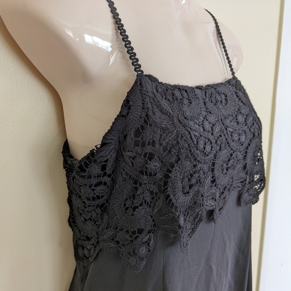 Vintage LAURA ASHLEY silk crochet lace maxi black dress 6 small - Picture 2 of 11
